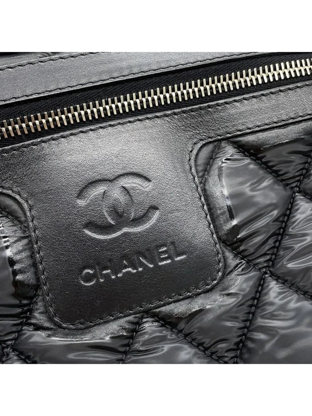 Chanel Tote Bag Quilted CC Logo Coco Cocoon Small Nylon Black